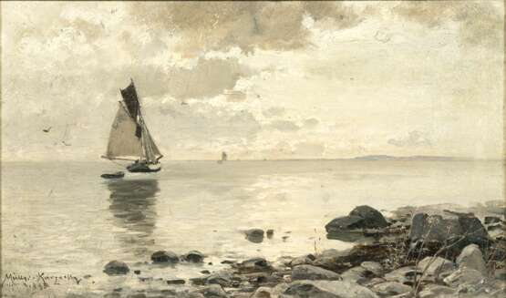 Konrad Alexander Müller-Kurzwelly (Chemnitz 1855 - Berlin 1914). Boot am Ufer. - Foto 1