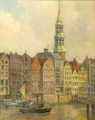 Adolf Mühlhan (Hannover 1886 - Hamburg 1970). Hamburg mit St. Katharinen.