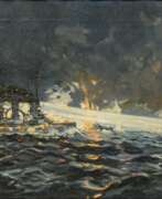 Клаус Берген. Claus Bergen (Stuttgart 1885 - Lenggries 1964), zugeschr. SMS Nassau beschießt HMS Spitfire in der Skagerrak-Schlacht.