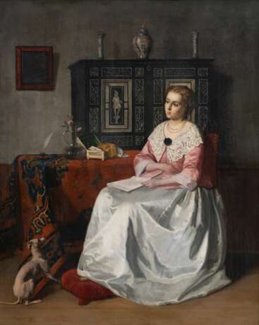 Hendrik Hollander (Leeuwarden 1823 - Amsterdam 1884). Dame mit Brief. - Foto 1