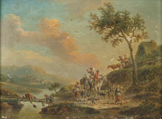 Franz Hochecker (Frankfurt/M. 1730 - Frankfurt/M. 1782), zugeschr. Menschen am Fluss. - Foto 1