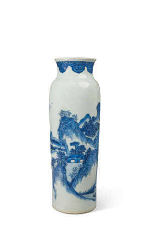 VASE ROULEAU EN PORCELAINE BLEU BLANC - Foto 1