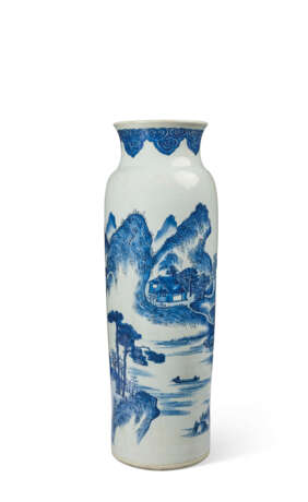 VASE ROULEAU EN PORCELAINE BLEU BLANC - photo 2