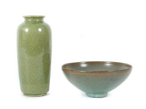 Zwei Keramiken China, naturfarbener Scherben, Schale au - Foto 1