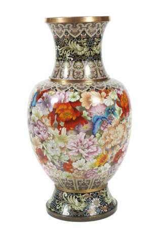 Große Cloisonné Vase China, 20. Jh., Metall/Emaille, Ba - photo 1