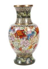 Große Cloisonné Vase China, 20. Jh., Metall/Emaille, Ba