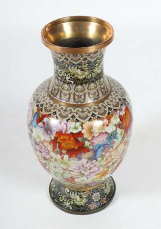 Große Cloisonné Vase China, 20. Jh., Metall/Emaille, Ba - photo 2