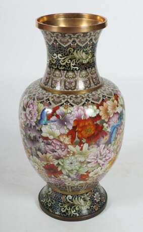 Große Cloisonné Vase China, 20. Jh., Metall/Emaille, Ba - photo 3