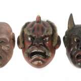 Drei Wayang Topeng Masken Indonesien, Holz/farbig gefas - Foto 1