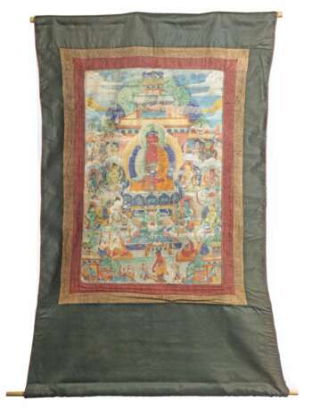 Thangka eines Medizinbuddhas Tibet/Nepal, Gouache/Misch - Foto 2