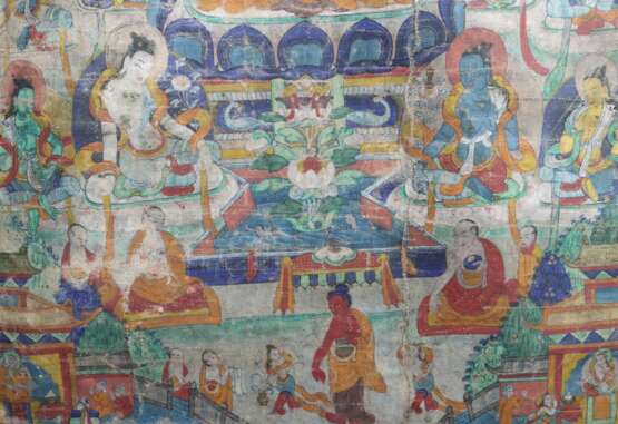 Thangka eines Medizinbuddhas Tibet/Nepal, Gouache/Misch - Foto 4