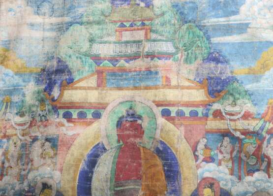 Thangka eines Medizinbuddhas Tibet/Nepal, Gouache/Misch - Foto 5