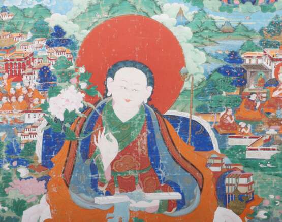 Thangka mit Kelsang Gyatsho Tibet, 20. Jh., Gouache, Tu - Foto 3