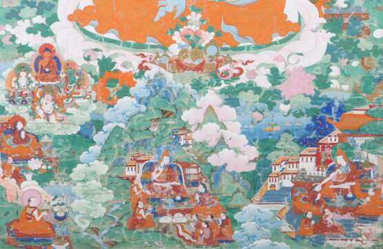 Thangka mit Kelsang Gyatsho Tibet, 20. Jh., Gouache, Tu - Foto 5