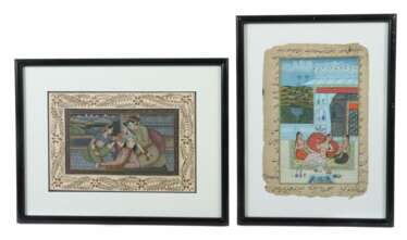 Zwei Miniaturmalereien Persien, polychrome Malerei mit