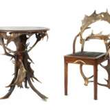 Tisch- und Stuhl-Geweihmöbel um 1900, der Stuhl, H: 96 - Foto 1