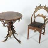 Tisch- und Stuhl-Geweihmöbel um 1900, der Stuhl, H: 96 - Foto 2
