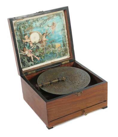 Polyphon um 1890, rechteckiger Holzkorpus, mit Spielwer - photo 1