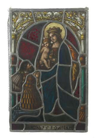 Bleiverglasung Datiert 1510, ''Gottesmutter mit Ritter' - Foto 2