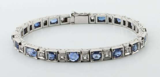 Art Déco Rivière Armband mit Saphir-Diamant-Besatz 1920 - фото 1