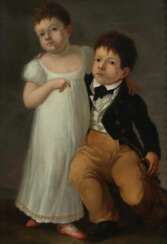 Bildnismaler des 18. Jh. ''Kinderpaar'', ganzfiguriges