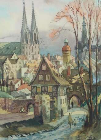 Hain, M. (?) Maler des 20. Jh.. ''Görlitz'', Stadtansic - Foto 1