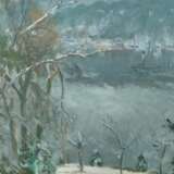 Maler des 20. Jh. ''Winterliche Seelandschaft'', stilis - Foto 1