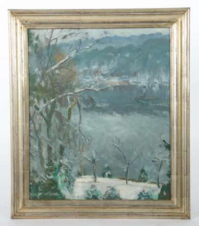 Maler des 20. Jh. ''Winterliche Seelandschaft'', stilis - Foto 2