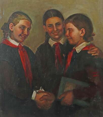 Russischer Maler des 20. Jh. ''Drei Pioniere'' drei jun - photo 1