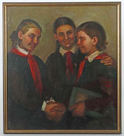 Russischer Maler des 20. Jh. ''Drei Pioniere'' drei jun - фото 2