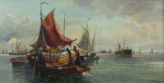Hansen, A. Maler des 20. Jh.. ''Boote auf ruhiger See'' - Foto 1