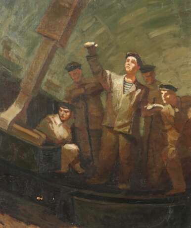 Russischer Maler des 20. Jh. ''Matrosen auf dem Deck'', - photo 1