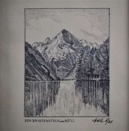 Radierung "Der Bristenstock und Rütli, wohl Theo Eble, 1929 - Foto 2
