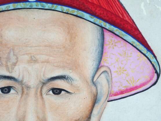 Paar große Porträts, chinesische Würdenträger / Mandarin (Beamte), Qing-Dynastie wohl 18./19. Jh. - Foto 12