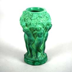 Malachitglas Vase, wohl Gablonz um 1930