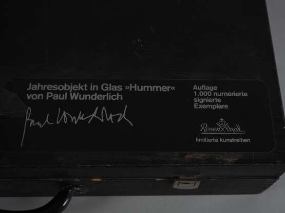 Rosenthal Jahresobjekt in Glas 1983 "Hummer" Nr. 6/1000, von Paul Wunderlich - Foto 4
