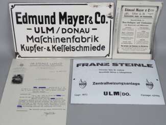 2 emaillierte Werbeschilder Ulm, Mitte 20. Jh.
