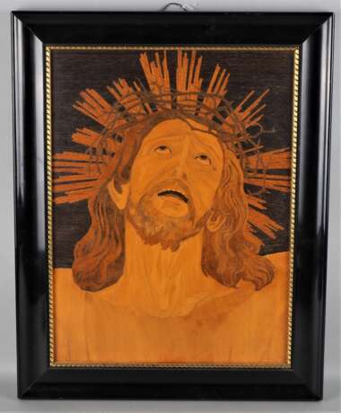 Sakrales Intarsienbild, Jesus Christus mit Dornenkrone, um 1920/30 - photo 1