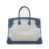 A LIMITED EDITION BLEU DE PRUSSE SWIFT LEATHER & TOILE GHILLIES BIRKIN 35 WITH PALLADIUM HARDWARE - photo 3