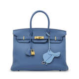 A BLEU AGATE CLÉMENCE LEATHER BIRKIN 35 WITH GOLD HARDWARE - Foto 1