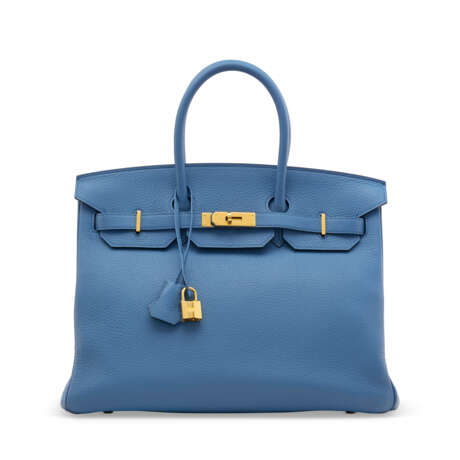 A BLEU AGATE CLÉMENCE LEATHER BIRKIN 35 WITH GOLD HARDWARE - фото 2