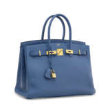 A BLEU AGATE CLÉMENCE LEATHER BIRKIN 35 WITH GOLD HARDWARE - фото 3