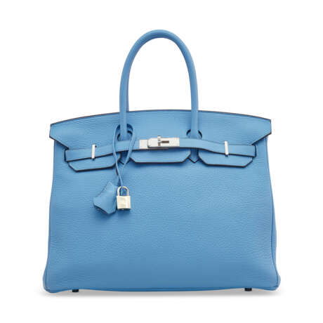 A BLEU PARADIS CLÉMENCE LEATHER BIRKIN 35 WITH PALLADIUM HARDWARE - фото 1