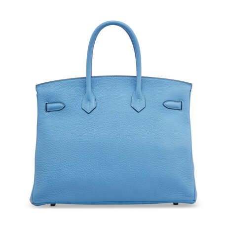 A BLEU PARADIS CLÉMENCE LEATHER BIRKIN 35 WITH PALLADIUM HARDWARE - Foto 3