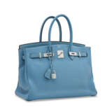 A BLEU JEAN CLÉMENCE LEATHER BIRKIN 35 WITH PALLADIUM HARDWARE - фото 2