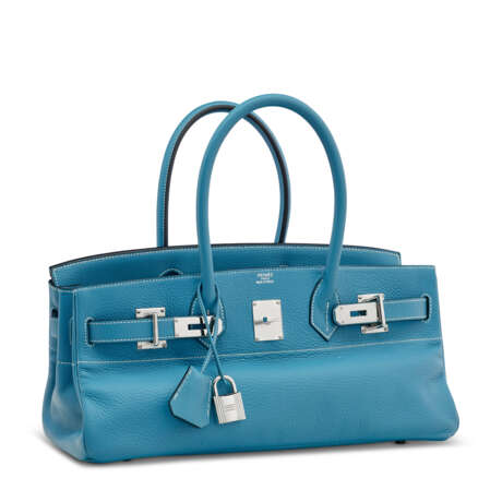 A BLEU JEAN CLÉMENCE LEATHER JPG SHOULDER BIRKIN 42 WITH PALLADIUM HARDWARE - фото 2