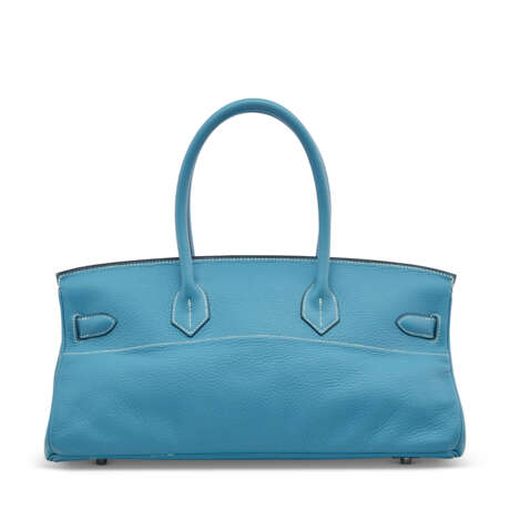 A BLEU JEAN CLÉMENCE LEATHER JPG SHOULDER BIRKIN 42 WITH PALLADIUM HARDWARE - фото 3