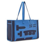 A PETIT H BLEU HYDRA LEATHER & BLEU MARINE TOILE SKELETON TOTE - Foto 3