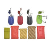 A GROUP OF NINE MULTICOLOR LEATHER POUCHES - фото 1