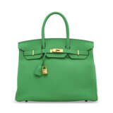 A BAMBOU CLÉMENCE LEATHER BIRKIN 35 WITH GOLD HARDWARE - фото 1